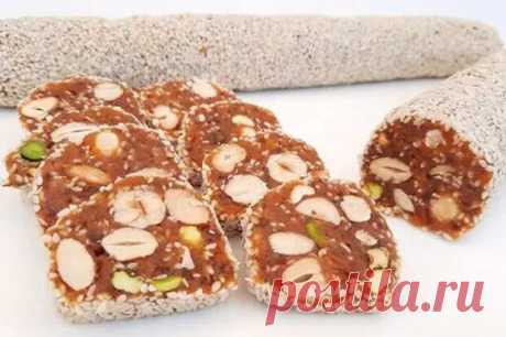 Рецепт сладкой колбасы из фиников и кураги