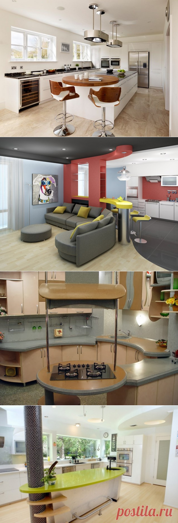 Дизайн кухни с барной стойкой ( фото)