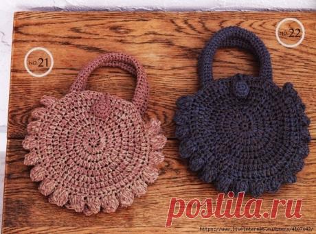 МАЛЕНЬКАЯ КРУГЛАЯ СУМОЧКА СО СПИРАЛЬНЫМ УЗОРОМ. КРЮЧОК