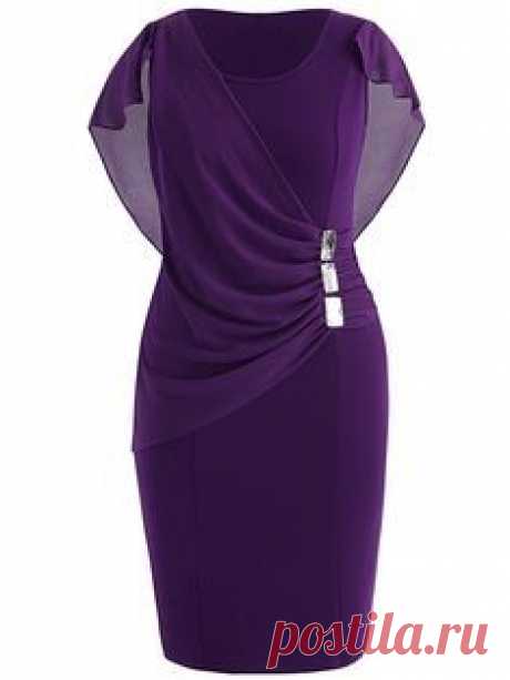 Плюс Размер Ruched Overlay Fitted Dress -