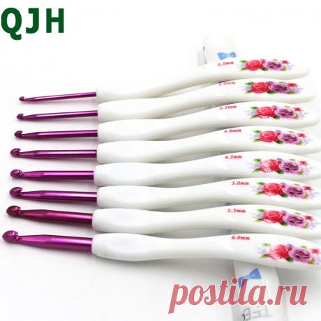 Qjh Марка пластиковой ручкой Алюминий крючки набор Эргономика ткань спиц крючком для швейных ремесел шить DIY купить на AliExpress