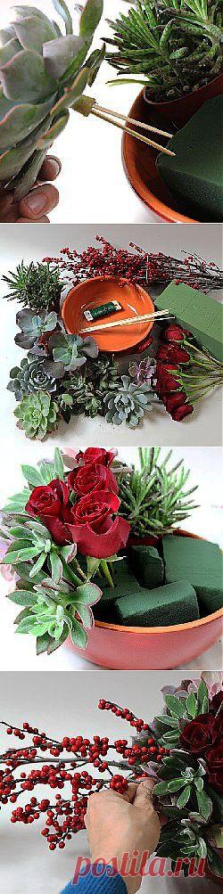 Мастер-класс "Композиция с розами и суккулентами (+видео)"