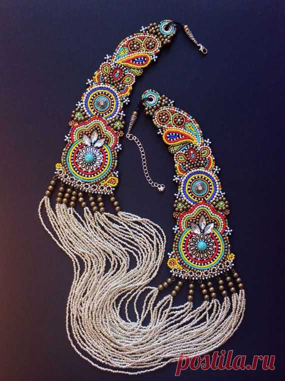 (11) Beaded Necklace, Statement Necklace, Tribal Necklace, Boho Necklace, Beadwork