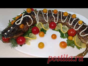 Фаршированная щука с грибами.