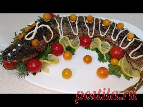 Фаршированная щука с грибами.