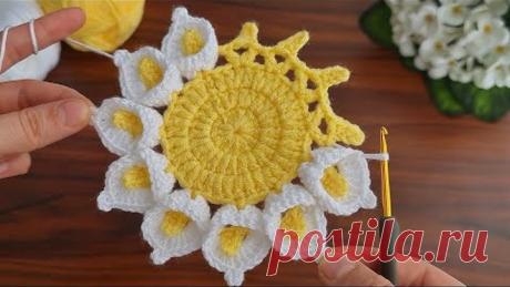 So Beautiful And So Easy 😮 How To Crochet a Coaster Flower Supla ✔ Tığ İşi Supla Bardak Altlığı.