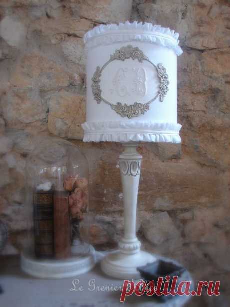 Abat jour écran cylindrique shabby chic et romantique - Boutique www.grenierdalice.com