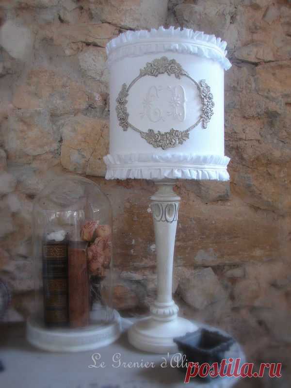 Abat jour écran cylindrique shabby chic et romantique - Boutique www.grenierdalice.com