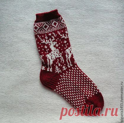 Купить Носки с оленями бордовые - носки, вязаные шерстяные носки, носки с оленями, скандинавский стиль