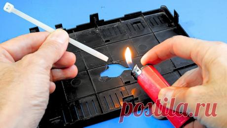 Как легко ремонтировать трещины и пробои в пластиковых деталях Как заделать поломку в пластмассовой детали С лицевой стороны пластмассовой детали сквозное отверстие прикрываем кусочком алюминиевой фольги, размеры которой заведомо больше образовавшейся сквозной пробоины. Фиксируем фольгу на отверстии с помощью липкой ленты. На огне восковой свечи разогреваем