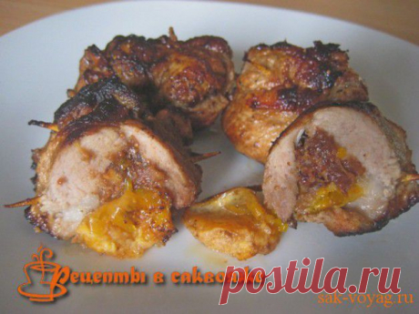 Как приготовить мясной рулет с мандаринами и черносливом