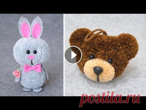 Милые игрушки из помпонов  Милые игрушки из помпонов легко и просто #игрушкисвоимируками #игрушки #помпон...