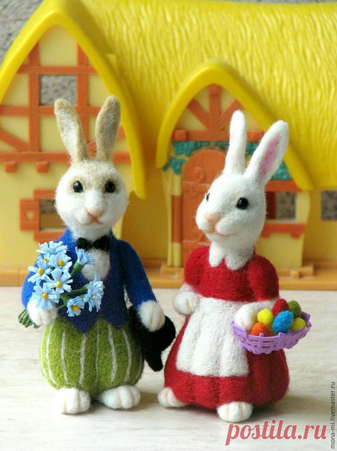 Валяем семейку пасхальных кроликов - Ярмарка Мастеров - ручная работа, handmade
