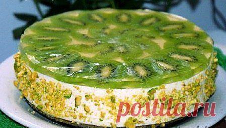 Лёгкий творожный торт с киви, который не нужно выпекать в духовке! Сохраните на стенку | Рецепты