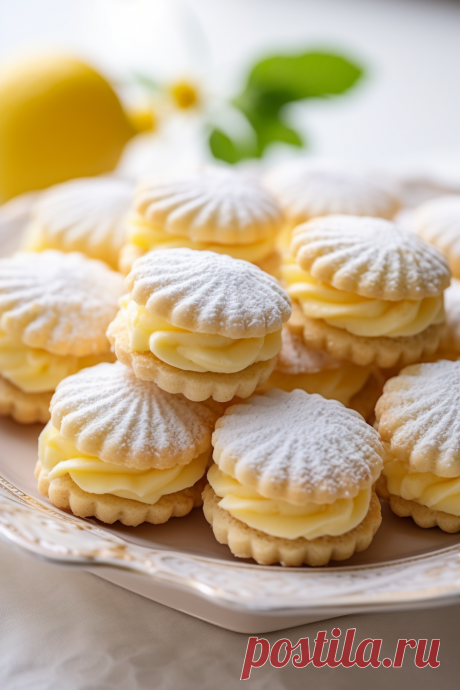 Lemon Cookies with Lemon Cream A delightful recipe featuring buttery lemon cookies paired with a tangy lemon buttercream. Main ingredients include granulated sugar, lemon zest, cream cheese, unsalted butter, egg yolk, lemon juice, vanilla extract, all-purpose flour, and powdered sugar.