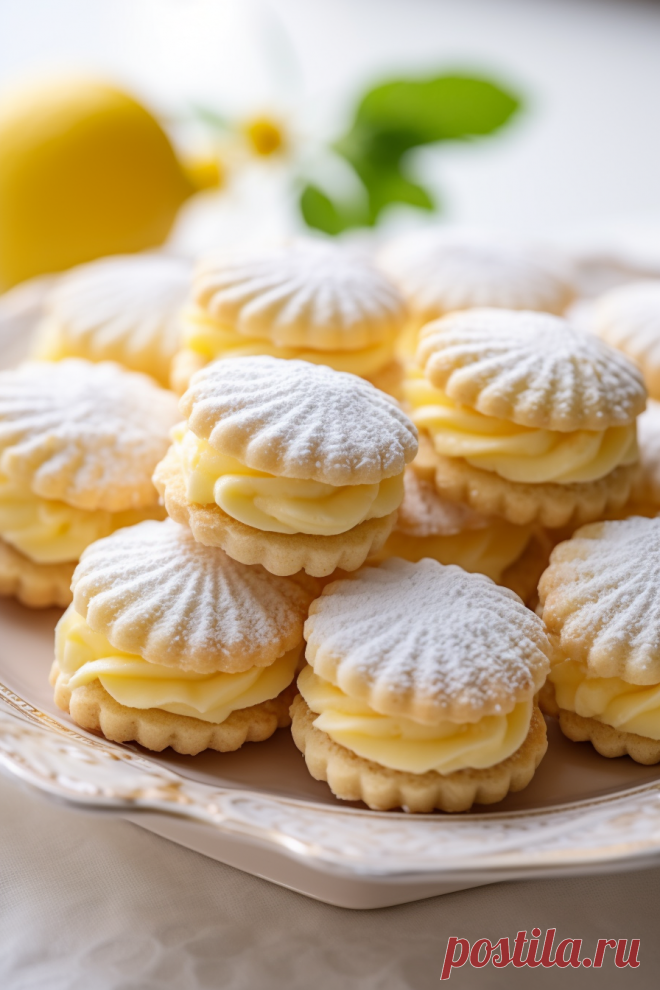 Lemon Cookies with Lemon Cream A delightful recipe featuring buttery lemon cookies paired with a tangy lemon buttercream. Main ingredients include granulated sugar, lemon zest, cream cheese, unsalted butter, egg yolk, lemon juice, vanilla extract, all-purpose flour, and powdered sugar.