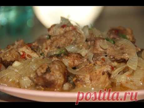 Мясо на луковой подушке / шашлык в духовке
