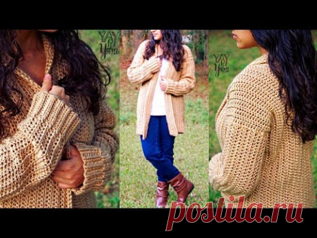 Comfy Cozy Cardigan - Beginner Friendly Crochet Sweater Pattern | Yay For Yarn