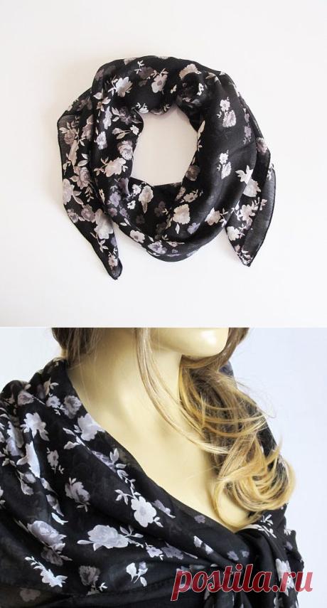 Black Scarf Cotton Scarf Women Accessories Fashion by selenayy