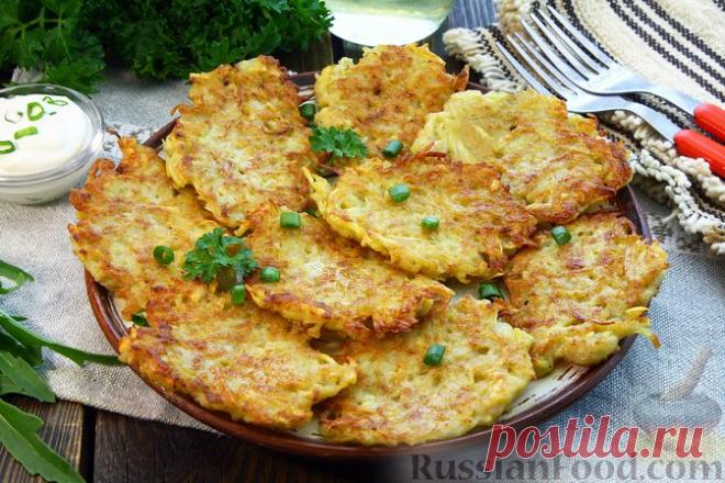 Рецепт: Картофельные драники с куриным фаршем (на сковороде) на RussianFood.com