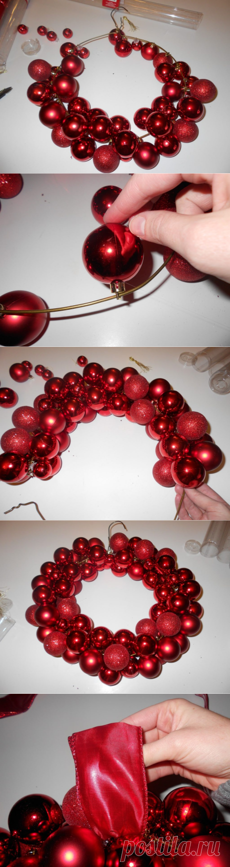 Новогодние венки из ёлочных шаров — Сделай сам, идеи для творчества - DIY Ideas