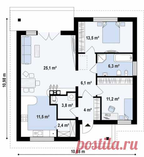 Проект дома из СИП панелей Заречье площадь 110 м2 - цена, фото, комплектация - РосТренд