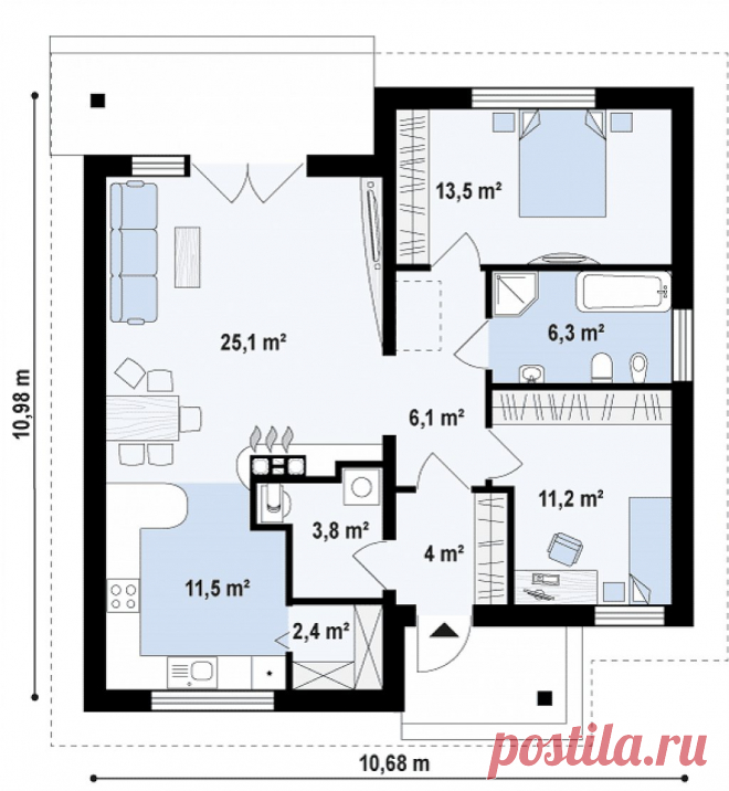 Проект дома из СИП панелей Заречье площадь 110 м2 - цена, фото, комплектация - РосТренд