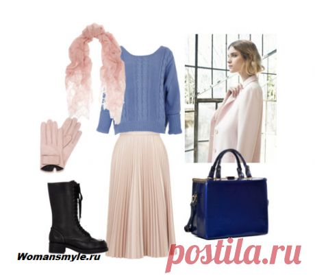 Воздушная юбка длины миди с толстым свитером