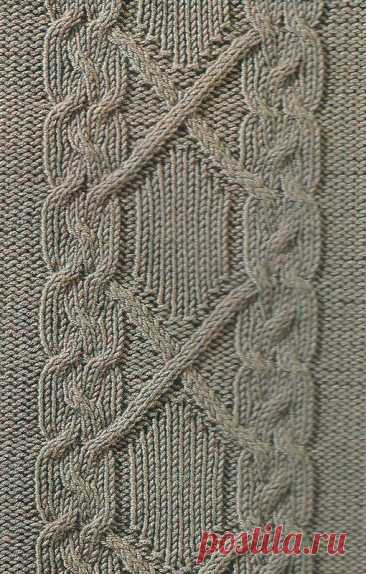 Узор № 23 - узорная полоска с косой. Схему вязания и условные обозначения вы сможете увидеть на сайте.