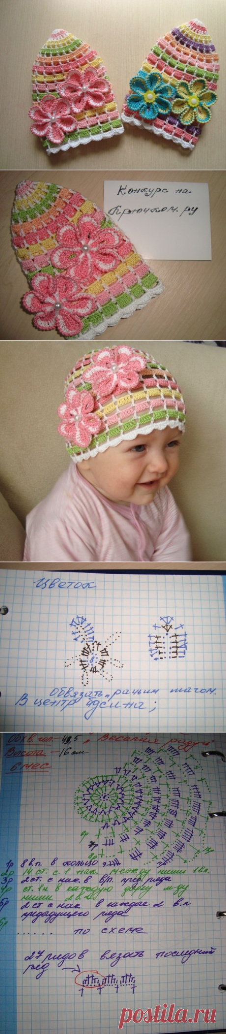Вязаная панамка “Веселая радуга”