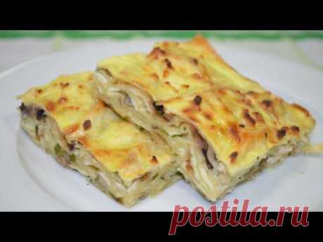 Запеканка из лаваша с сыром и грибами