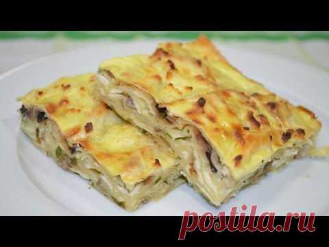 Запеканка из лаваша с сыром и грибами