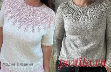 В'язаний пуловер Field Sweater з красивою текстурною кокеткою із колосків - Модне в'язання  М'який і затишний пуловер Field Sweater від Camilla Vad - це надзвичайно гарна модель із красивим візерунком із колосків по кокетці.