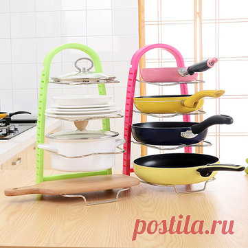 Многофункциональная многослойная горшок инструмент полки держатель кастрюли крышка подставка подставка для хранения кухня на Banggood
