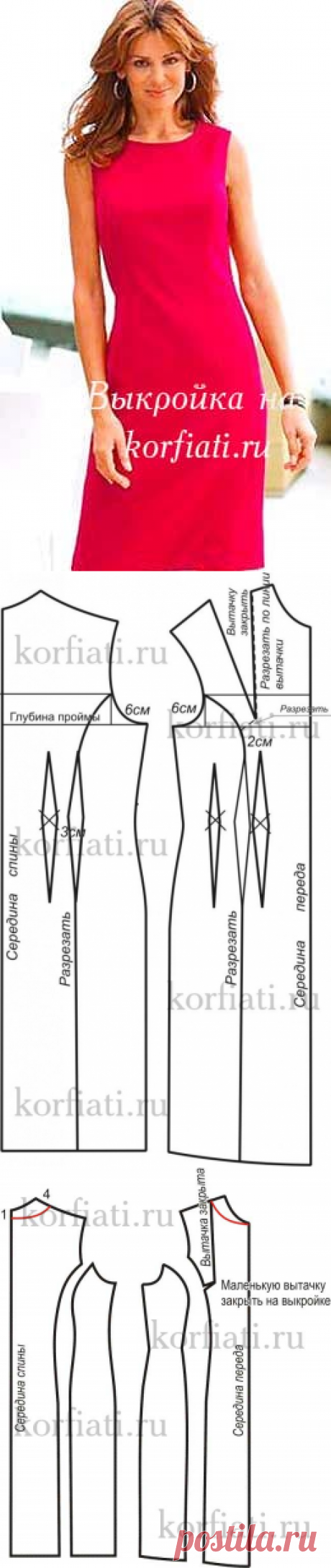 Выкройка красного платья футляр от Анастасии Корфиати