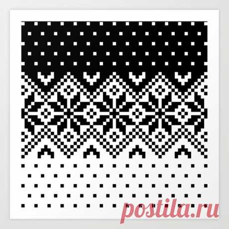 Black & White Pattern Art Print by beach please | Society6