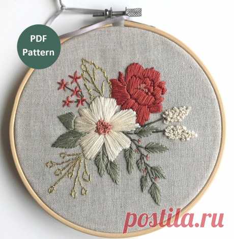 Flowers Hand Embroidery Pattern Floral Embroidery Pattern PDF | Etsy Moldova