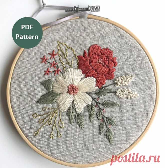 Flowers Hand Embroidery Pattern Floral Embroidery Pattern PDF | Etsy Moldova
