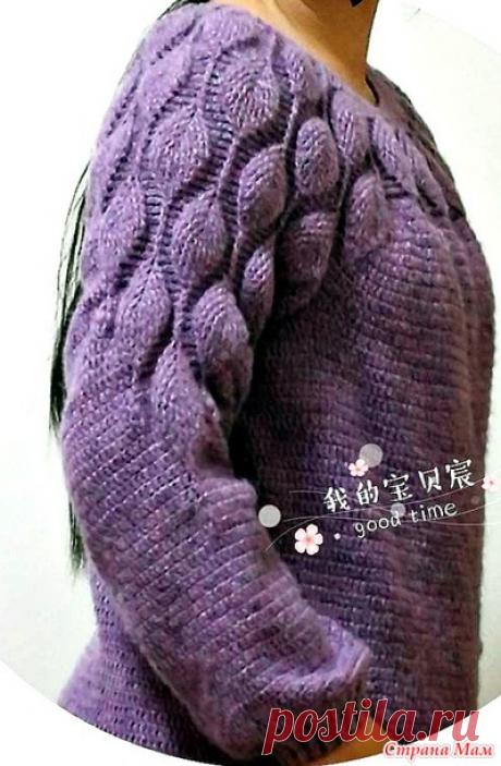 Пуловер на круглой кокетке "Листики". - Все в ажуре... (вязание крючком) - Страна Мам