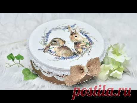 Decoupage wielkanocne pudełko z zajączkami  - DIY tutorial