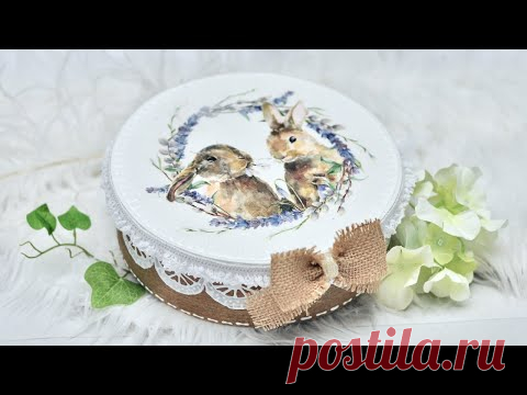 Decoupage wielkanocne pudełko z zajączkami  - DIY tutorial