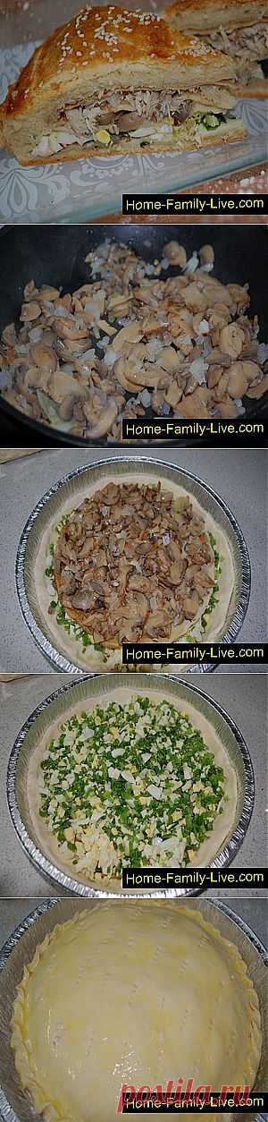 Кулинарные рецепты Курник с курицей и грибами &raquo; Кулинарные рецепты