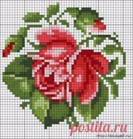 Схема вышивки розы крестиком. Бисером