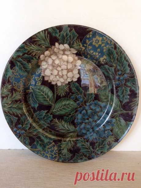 (1) Handmade Decorative Decoupage Plate - Hydrangeas | Гортензии, Декупаж и Тарелки