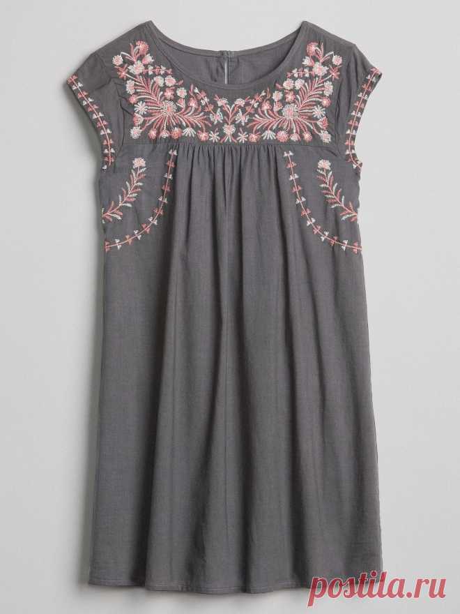 Embroidery Cap-Sleeve Dress | Gap® UK