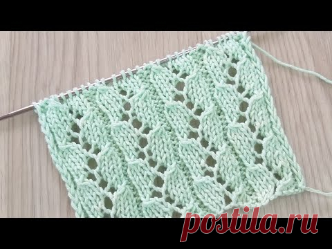 Openwork knitting pattern. Красивый ажурный узор спицами. Вязание онлайн.