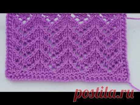 Один из самых лёгких ажурных узоров спицами.