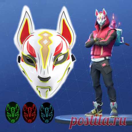 Costume Props Neon Led Luminous Joker Mask Carnival Festival Light Up EL Wire Ma - US$6.99