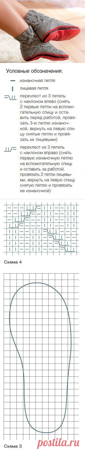 Как связать носки с подошвой: описание и схема