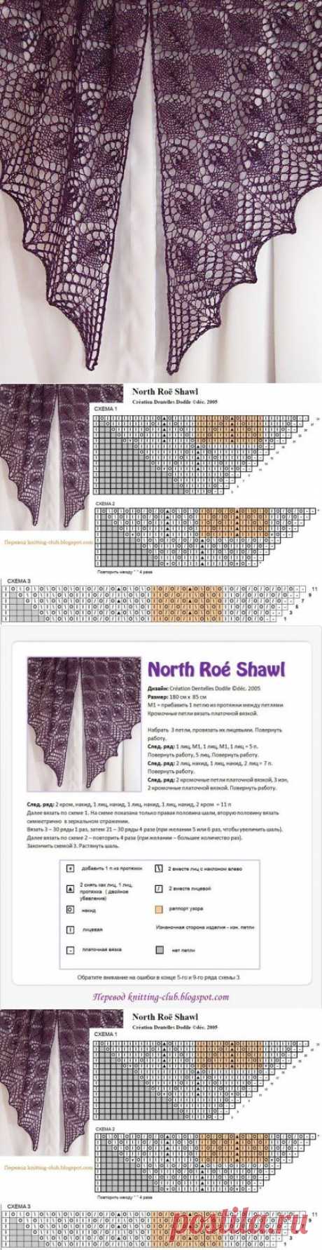 ФИОЛЕТОВАЯ ШАЛЬ &quot;NORTH ROE SHAWL&quot; узором, напоминающим листики
